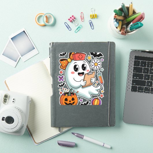 Herfst Vibes Ghost Nurse Autumn Sticker (iPad Cover)