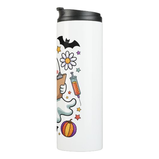 Herfst Vibes Ghost Nurse Autumn Thermosbeker (Geroteerd rechts)