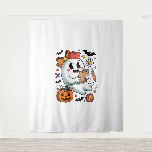 Herfst Vibes Ghost Nurse Autumn Wandkleed (Voorkant)