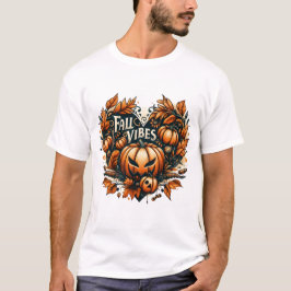 Herfst Vibes Halloween Pumpkin Design T-shirt