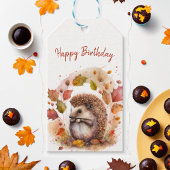 Herfst vibes Hedgehog - Verjaardag Cadeaulabel