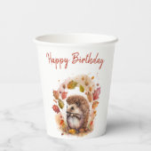 Herfst vibes Hedgehog - Verjaardag Papieren Bekers (Achterkant)
