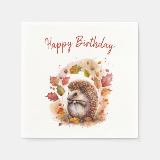 Herfst vibes Hedgehog - Verjaardag Servet (Voorkant)