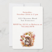 Herfst vibes Hedgehog - Verjaardagsuitnodiging Kaa Kaart (Achterkant)