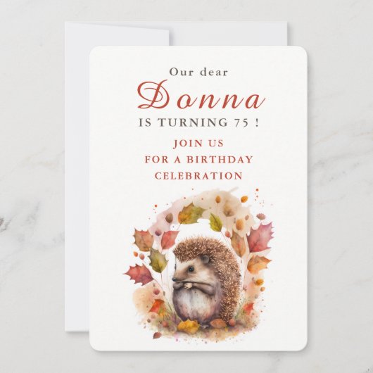 Herfst vibes Hedgehog - Verjaardagsuitnodiging Kaa Kaart (Voorkant)