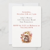 Herfst vibes Hedgehog - Verjaardagsuitnodiging Kaa Kaart (Achterkant)