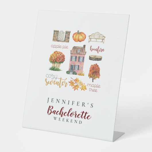 Herfst Vibes Herfst Rustieke vrijgezellenfeest Reclamebord Met Voetstuk (Voorkant)