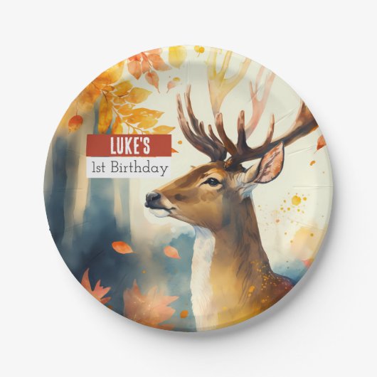 Herfst vibes Herten - Verjaardagsfeest - Papieren Bordje (Voorkant)