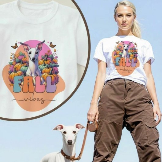Herfst Vibes Italian Greyhound Dog Pumpkin Patch T-shirt
