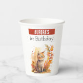 Herfst vibes Kat - 1e verjaardag - Papieren Bekers (Achterkant)