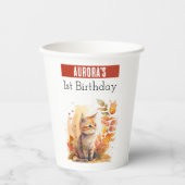 Herfst vibes Kat - 1e verjaardag - Papieren Bekers (Voorkant)