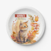 Herfst vibes Kat - Verjaardagsfeest - Papieren Bordje (Voorkant)