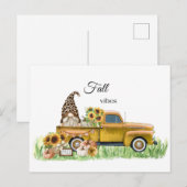 Herfst Vibes Leopard Gnome Sunflower Yellow Pickup Briefkaart (Voorkant / Achterkant)