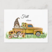 Herfst Vibes Leopard Gnome Sunflower Yellow Pickup Briefkaart (Voorkant)