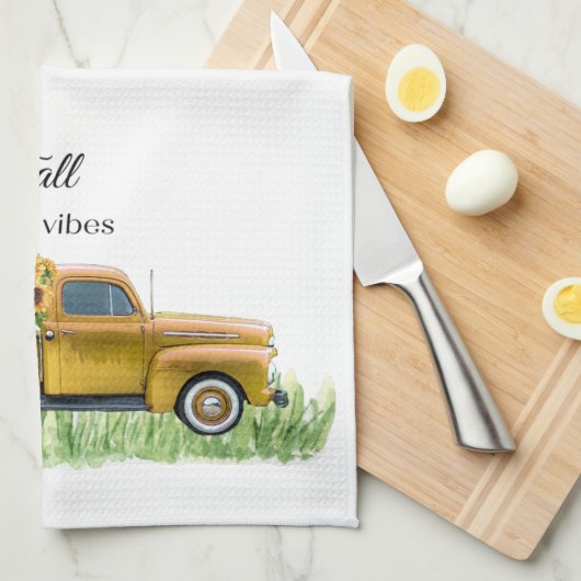 Herfst Vibes Leopard Gnome Sunflower Yellow Pickup Theedoek (Quarter Fold)