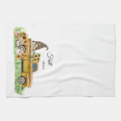 Herfst Vibes Leopard Gnome Sunflower Yellow Pickup Theedoek (Horizontaal)