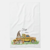 Herfst Vibes Leopard Gnome Sunflower Yellow Pickup Theedoek (Verticaal)