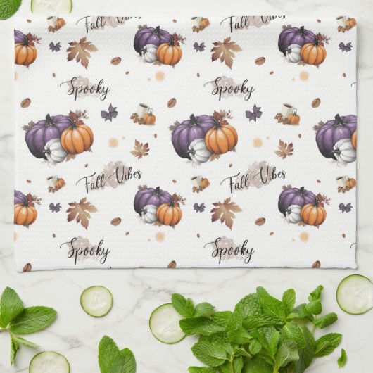 Herfst vibes naadloos patroon theedoek (Gevouwen)