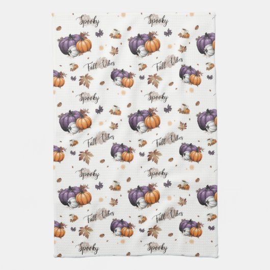 Herfst vibes naadloos patroon theedoek (Verticaal)