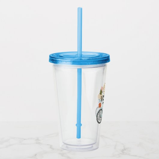 Herfst vibes op de fiets acryl drinkbeker (Rechts)