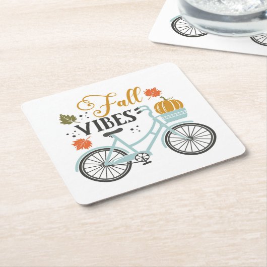 Herfst vibes op de fiets kartonnen onderzetters (Schuin)