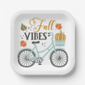 Herfst vibes op de fiets papieren bordje (Voorkant)