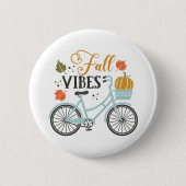 Herfst vibes op de fiets ronde button 5,7 cm (Voorkant)