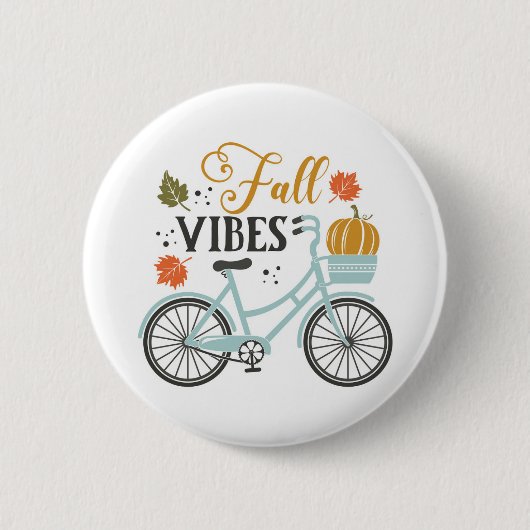 Herfst vibes op de fiets ronde button 5,7 cm (Voorkant)
