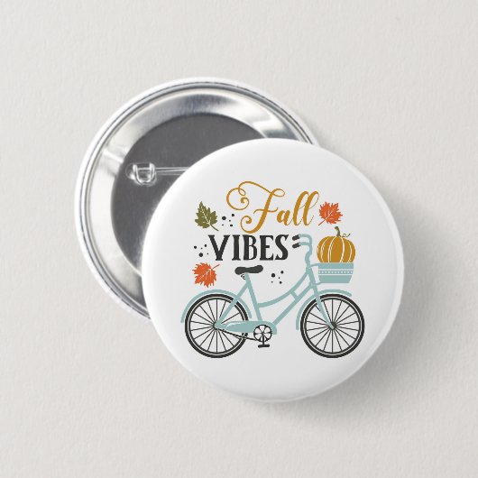 Herfst vibes op de fiets ronde button 5,7 cm (Voorkant /achterkant)
