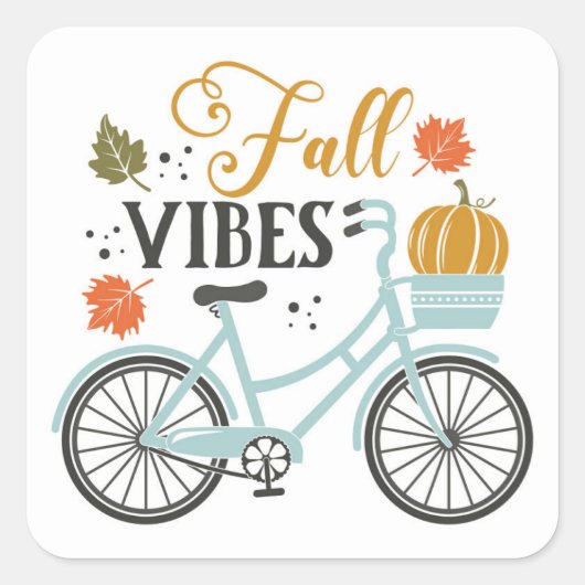 Herfst vibes op de fiets vierkante sticker (Voorkant)