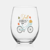 Herfst vibes op de fiets wijnglas zonder voet (Voorkant)