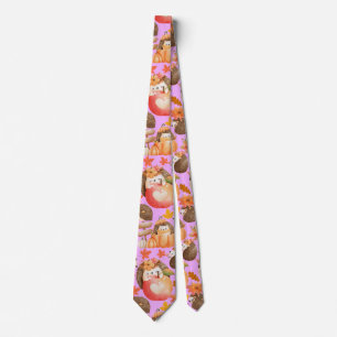 Herfst vibes Patroon Porcupine Roze BG Stropdas