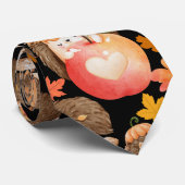 Herfst vibes Patroon Porcupine Zwart BG Stropdas (Opgerold)