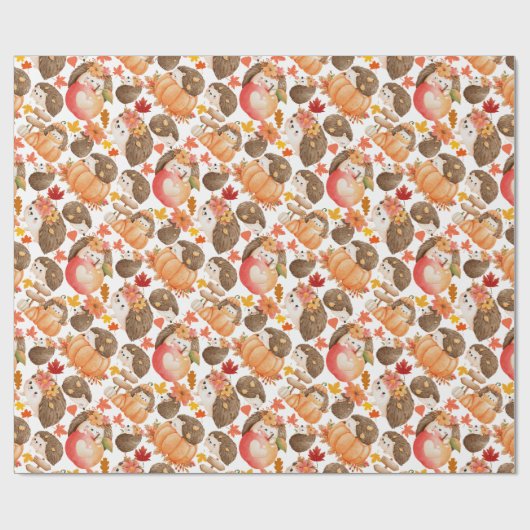 Herfst vibes patroon stekelvarken cadeaupapier (Vlak)