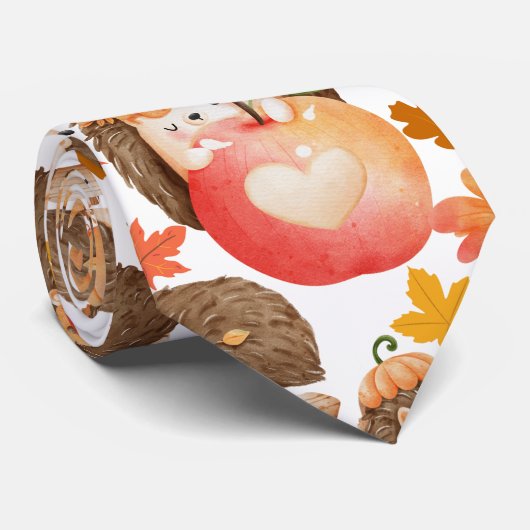 Herfst vibes patroon stekelvarken stropdas (Opgerold)