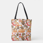 Herfst vibes patroon stekelvarken tote bag (Achterkant)