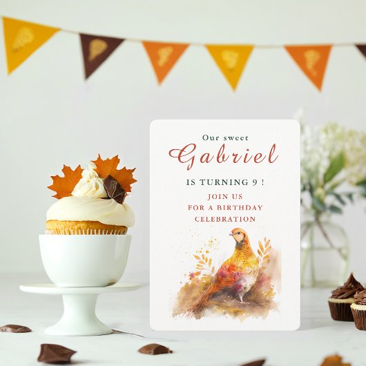 Herfst vibes Pheasant - Verjaardagsuitnodiging Kaa Kaart