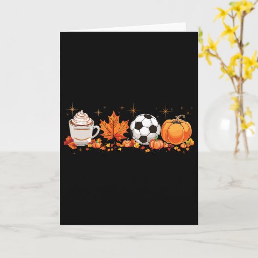 Herfst Vibes Pumpkin Spice Voetbal Halloween Herfs Kaart (Gele Bloem)