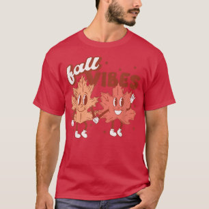 Herfst Vibes Pumpkins Funny Leaves Autumn Vibes Re T-shirt