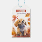 Herfst vibes Puppy - Verjaardagsfeest - Cadeaulabel (Voorkant)