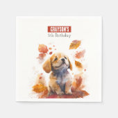Herfst vibes Puppy - Verjaardagsfeest - Servet (Voorkant)