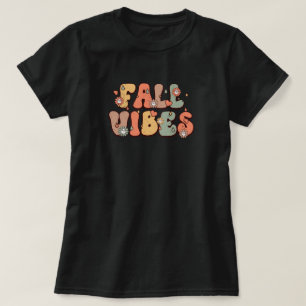 Herfst Vibes Retro Typografie sfeerbloemen T-shirt