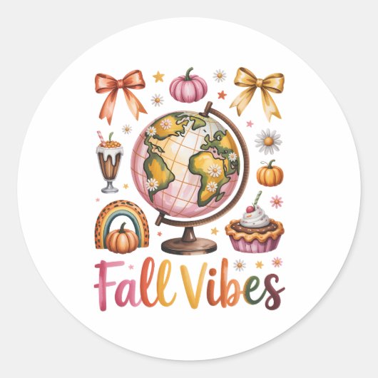 Herfst Vibes Ronde Sticker (Voorkant)