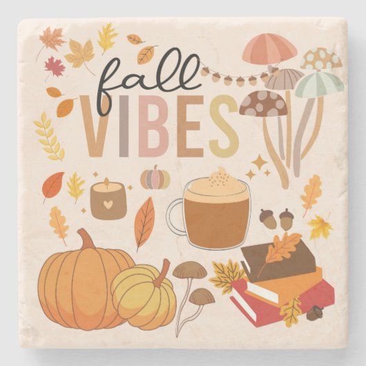 Herfst Vibes Stenen Onderzetter (Voorkant)