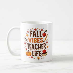 Herfst Vibes Teacher Life - Retro Schattige Gepers Koffiemok