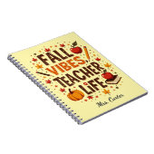 Herfst Vibes Teacher Life - Retro Schattige Gepers Notitieboek (Rechterzijde)