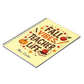 Herfst Vibes Teacher Life - Retro Schattige Gepers Notitieboek (Linkerzijde)