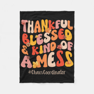 Herfst Vibes Thankful Blessed Chaos Coordinator da Fleece Deken