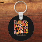 Herfst Vibes Thankful Blessed Chaos Coordinator da Sleutelhanger (Voorkant)