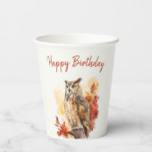 Herfst vibes Uil - Verjaardag Papieren Bekers (Achterkant)